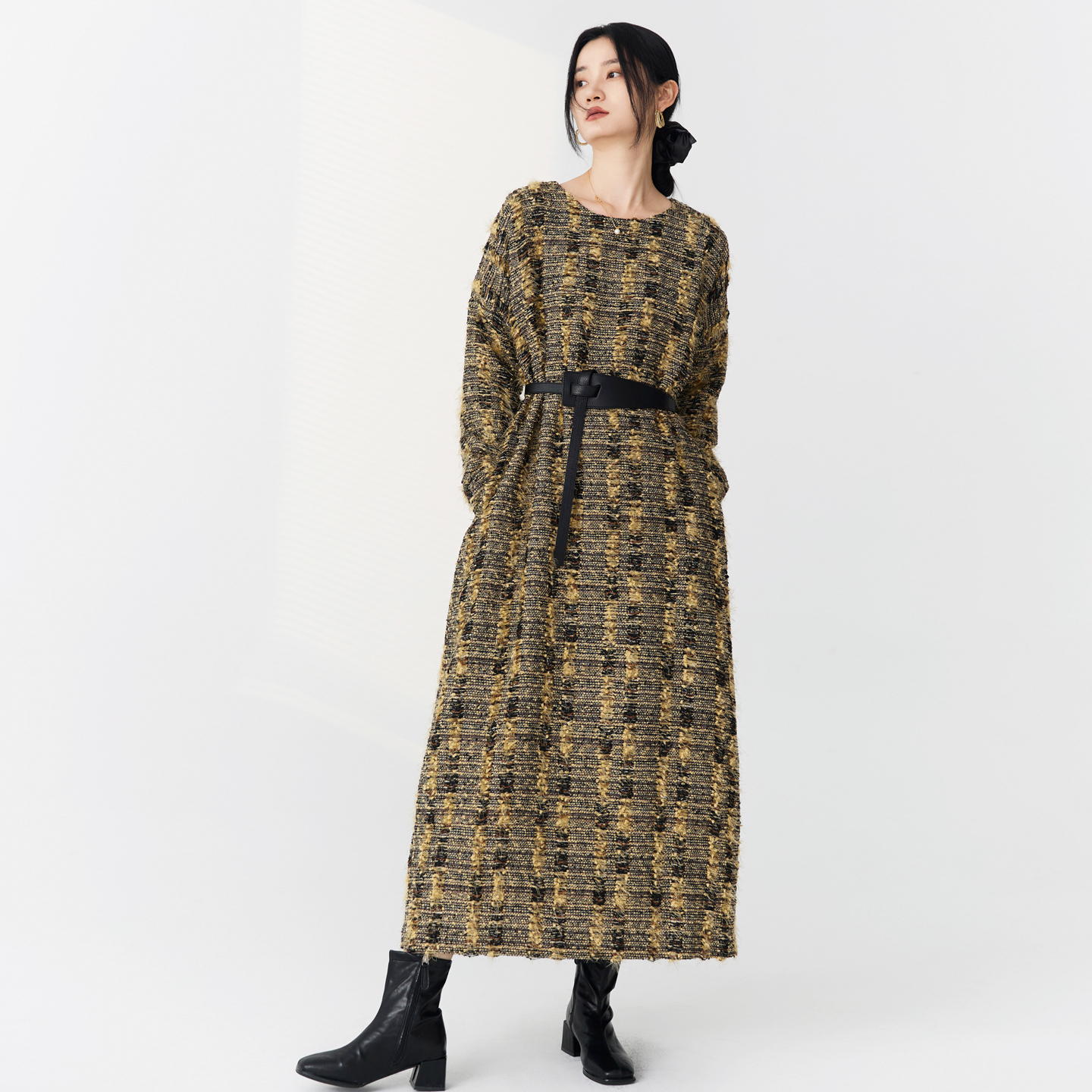 订制小香风袍子连衣裙秋冬女