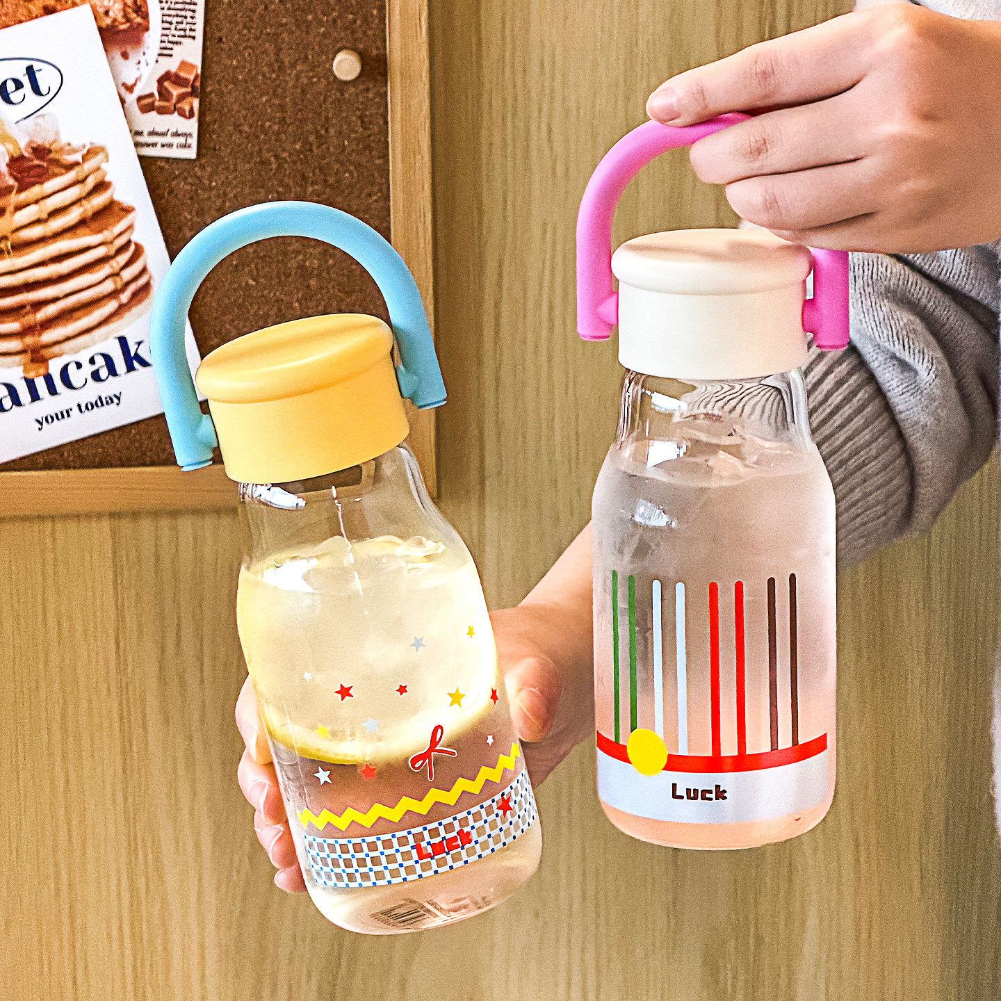 川岛屋玻璃杯带盖高颜值咖啡杯饮料果汁水杯学生夏日便携随行杯子