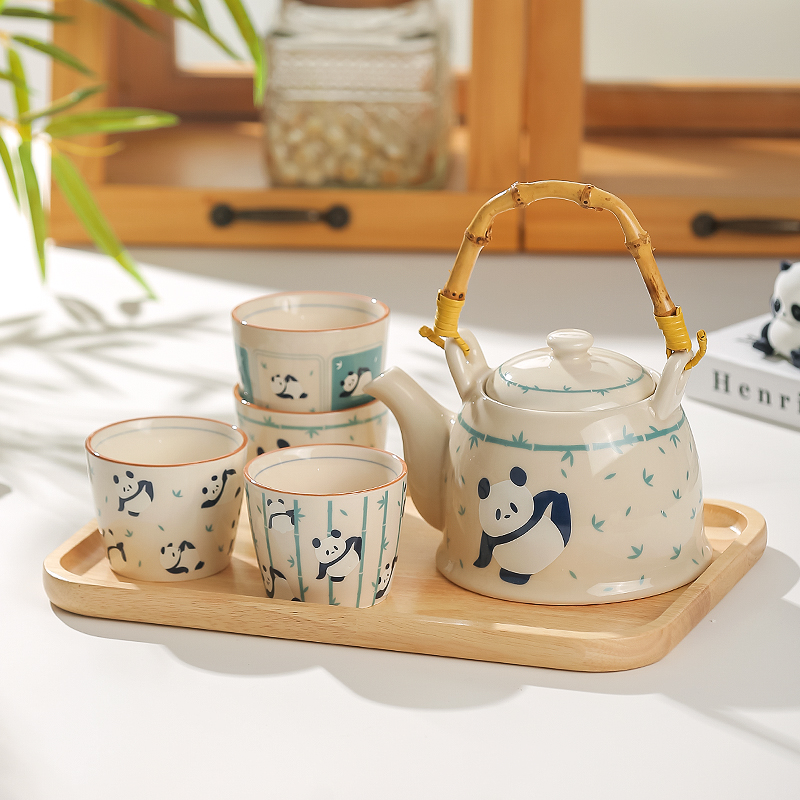 川岛屋熊猫茶壶家用陶瓷泡茶壶茶杯子下午茶茶具杯具套装生日礼物
