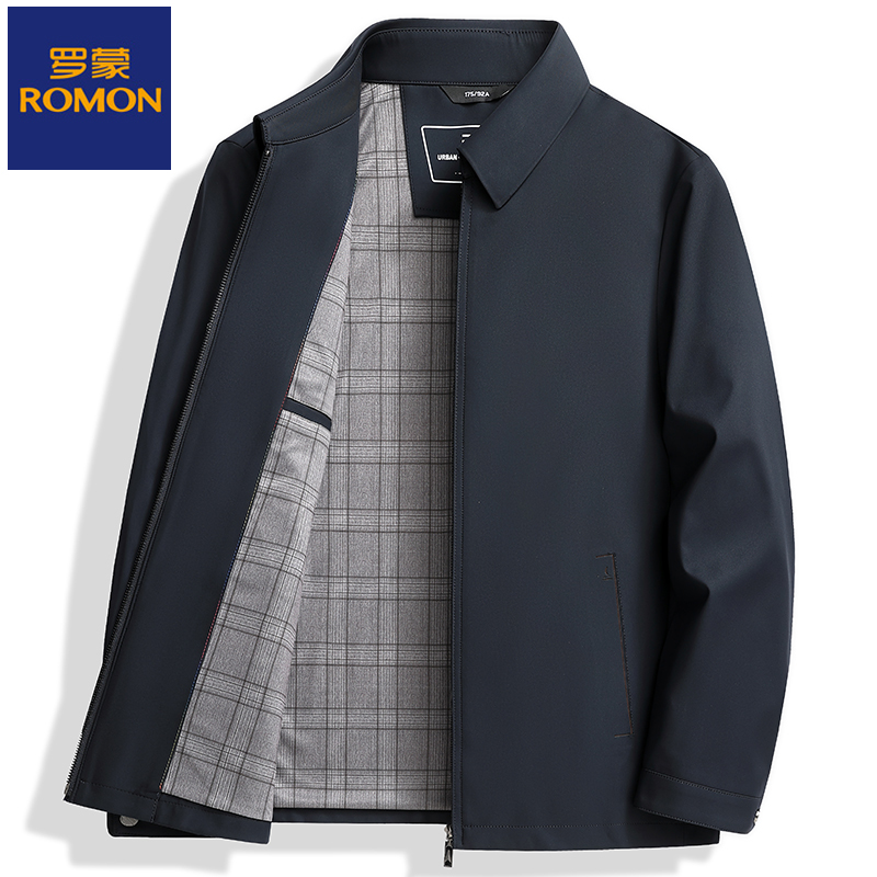 罗蒙男士翻领夹克外套