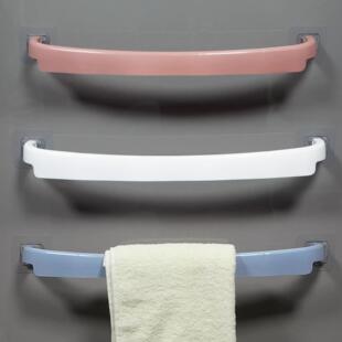 毛巾杆免打孔卫生间加长浴室双杆壁挂式毛巾架厕所单杆拖鞋置物架