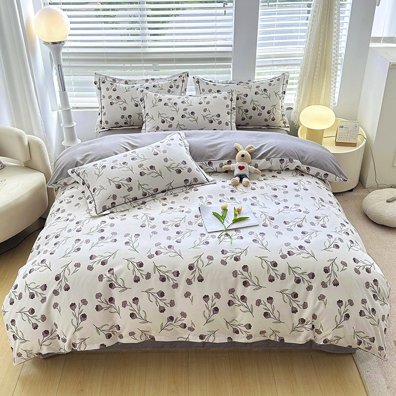 新款田园清新四件套加厚被套宿舍床单被套枕套四件套礼盒发货 st