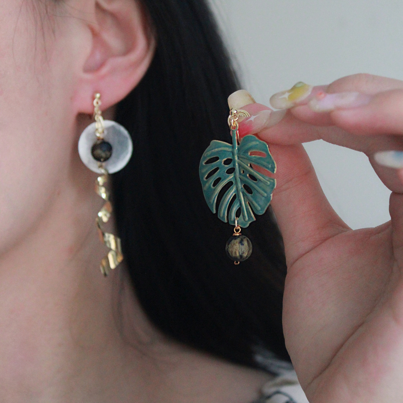 言不寺耳钉耳环原创不对称设计