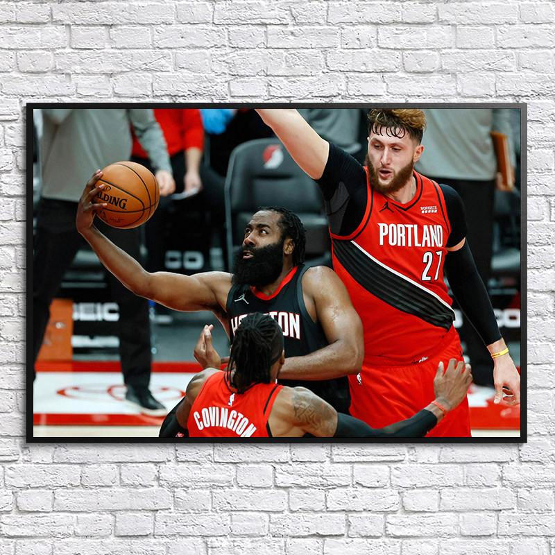 哈登海报 篮球球星明星nba宿舍超大墙贴壁纸简约高端相框装饰挂画