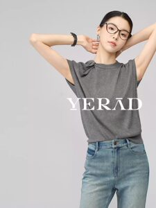 娅丽达通勤圆领扭结羊毛针织衫女春季新款打底衫桑蚕丝宽松打底衫