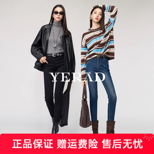 娅丽达雪绒打底裤女2025冬季新款小脚裤小个子裤子黑色弹力铅笔裤