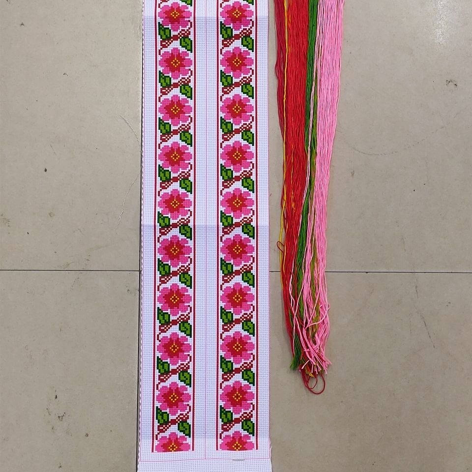 新款十字绣花背带手一对85×5公分的 印花需要自己绣配线针