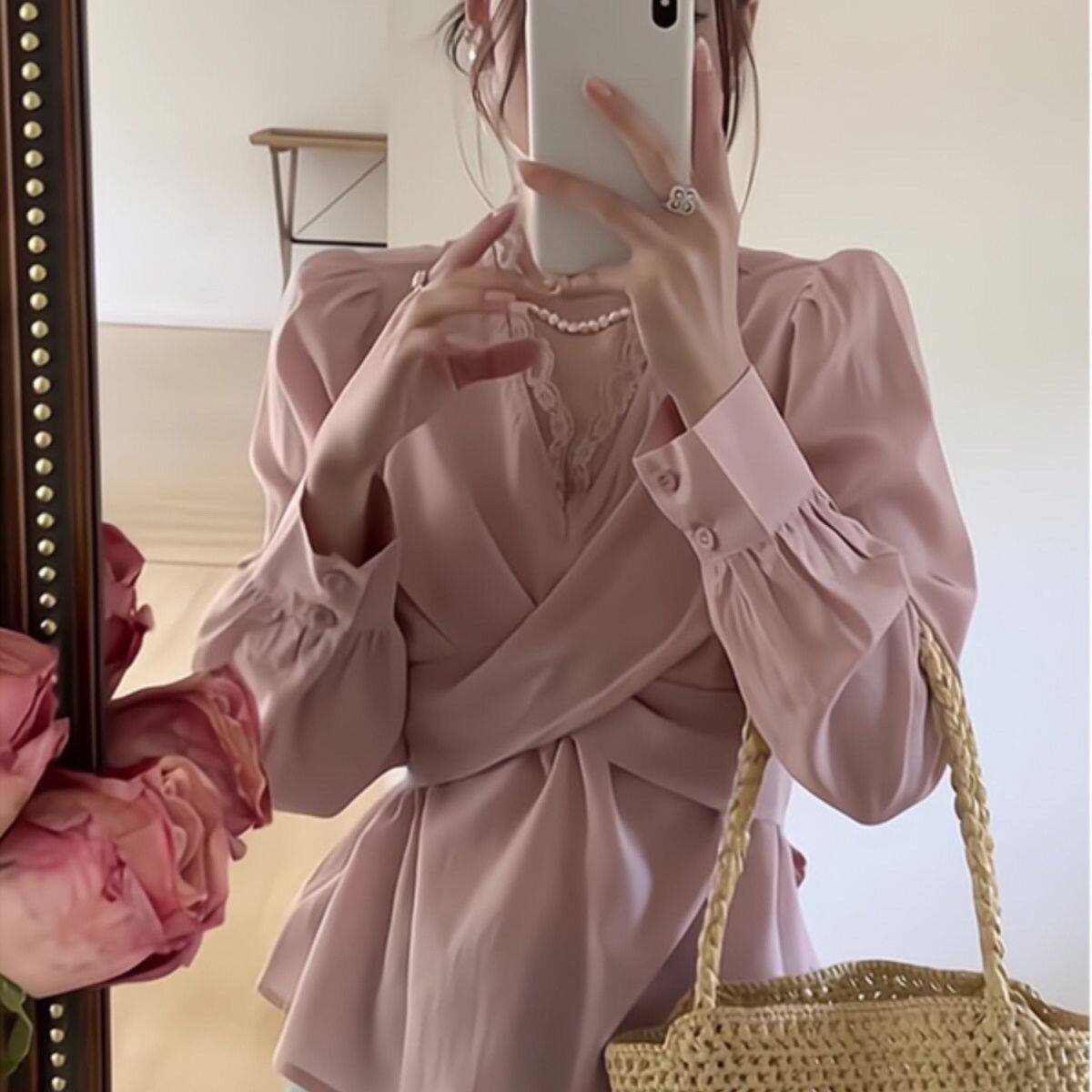 法式气质收腰显瘦小众设计感衬衫