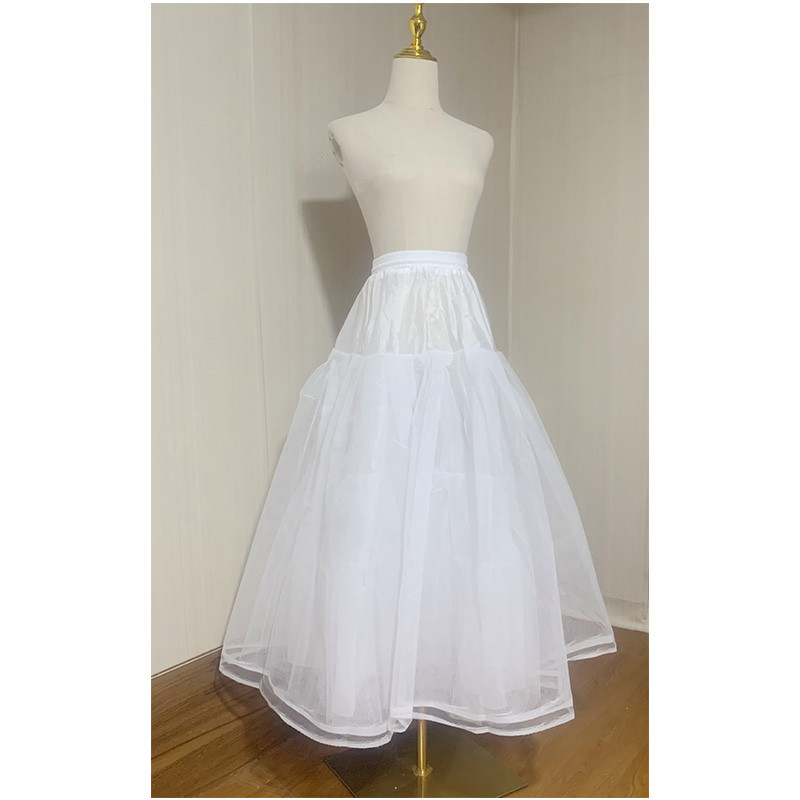 无骨婚纱裙撑新娘礼服4层无圈蓬裙日常演出礼服撑裙硬网纱裙