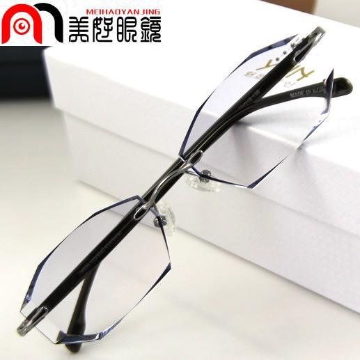 魅影韩国无框切边镶钻纯钛眼镜