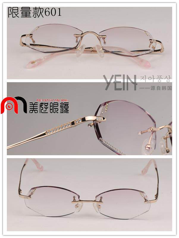 专柜正品 韩国YEIN魅影限量版NO.601无框切边镶钻近视眼镜 男女款