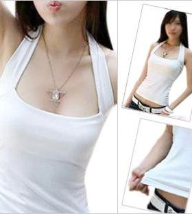 夏季韩版修身挂脖无袖T恤露肩纯棉吊带背心上衣女紧身休闲打底衫