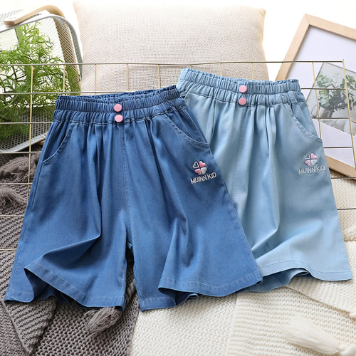 女童牛仔短裤夏季外穿新款天丝薄
