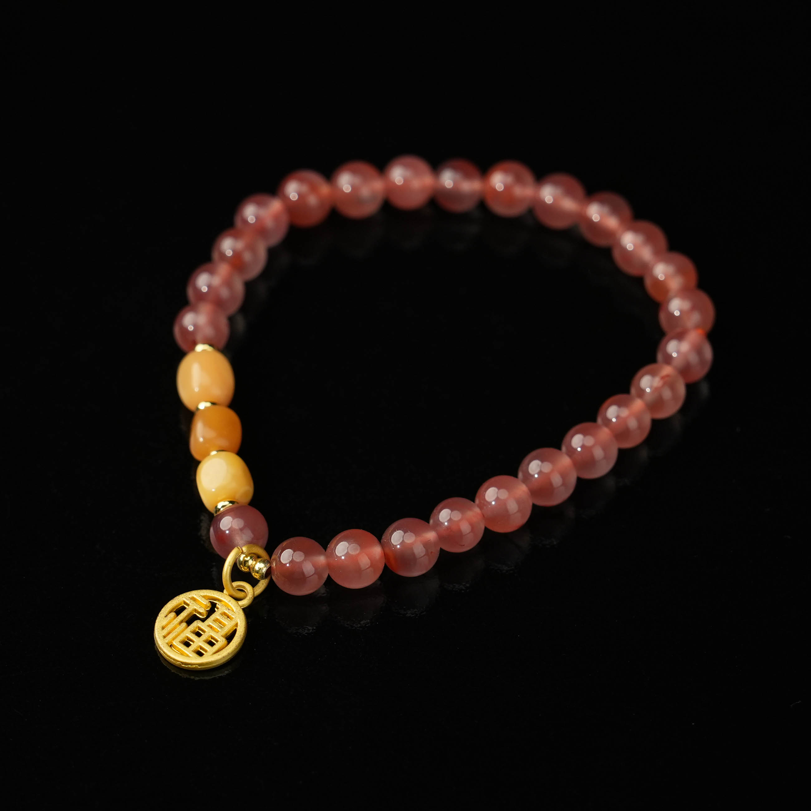 1甄选 冰飘南红+蜜蜡 多样性发一 CB119（卡径6.6mm）