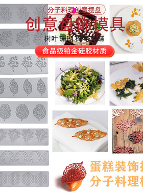 叶子树叶枝艾素糖镂空蕾丝垫硅胶模具 烤糖脆片创意料理西餐摆模