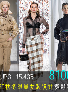 19-20纽约时装周秋冬女装服装设计素材时尚潮流模特走秀高清图片