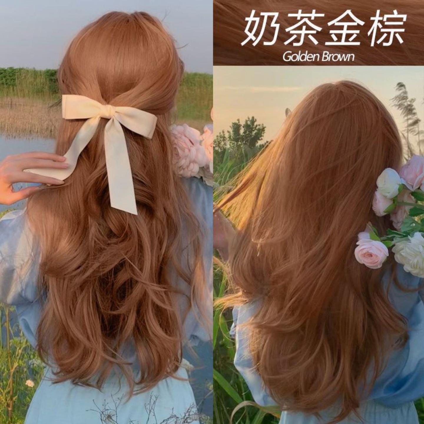 名颖染发膏护色盖白发榛果灰棕氨送全套工具不伤发使用效果