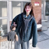 复古牛仔短款派克羽绒服女冬季超火好看高级小众加绒加厚工装外套，女装羽绒服，2C355