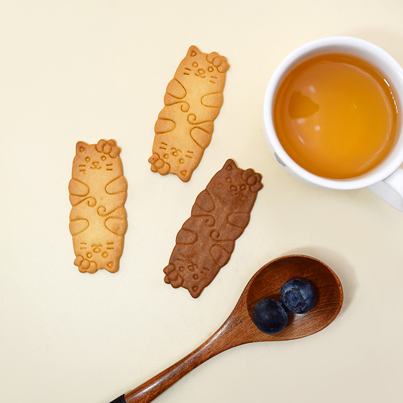 黄油猫酪饼干芝士岩烧咖啡猫咪状0反式代餐网红零食曲奇薄脆饼干