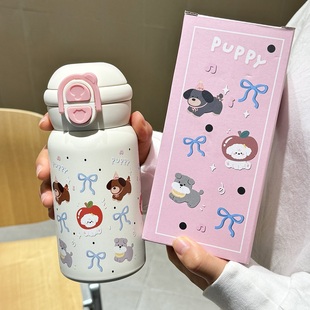 双饮保温水杯女高颜值可爱学生便携食品级316不锈钢吸管保温杯子