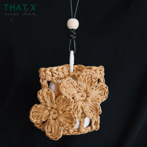 THATX纯手工编织镂空花朵耳机包