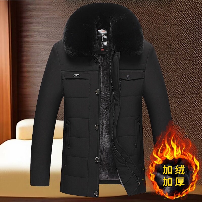 中老年棉衣男爸爸冬装外套加绒加厚老人棉服中年男装冬季爷爷棉袄