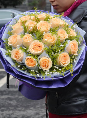 19朵长沙生日香槟玫瑰花束
