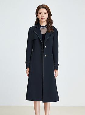 珂莱商场同款25冬新款经典长袖收腰弹力风衣外套中长款 KJ00751Q7