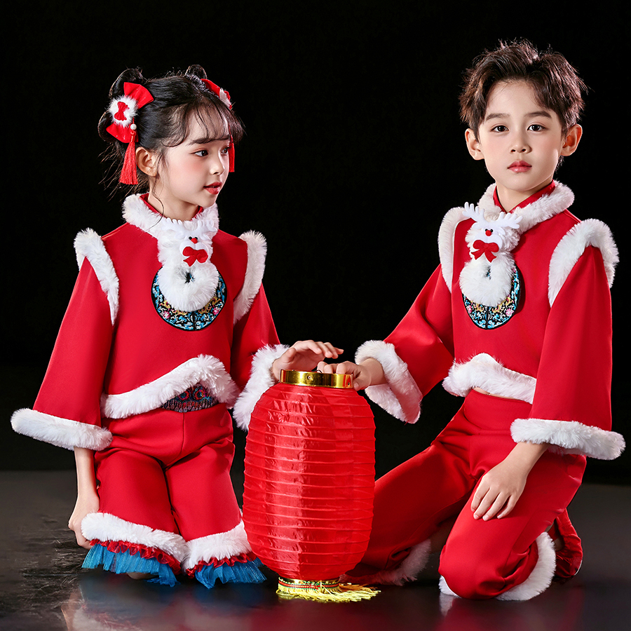 儿童喜庆打鼓舞蹈梦娃元日演出服