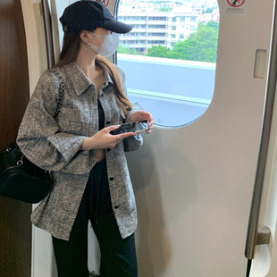 正品哥家2026春季新款时尚百搭慵懒风气质小香风中长款长外套女装