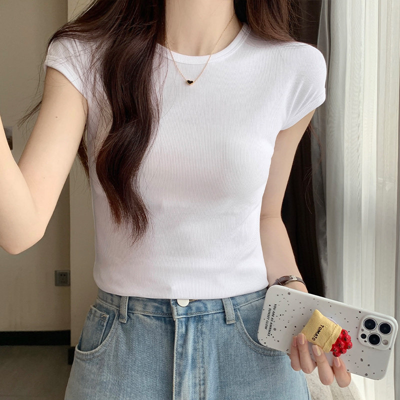 正品哥家女装2026夏季新款时尚冰丝螺纹紧身短袖T恤纯色百搭上衣,女装/女士精品,T恤,淘宝优惠券,粉丝福利购,淘宝优惠卷
