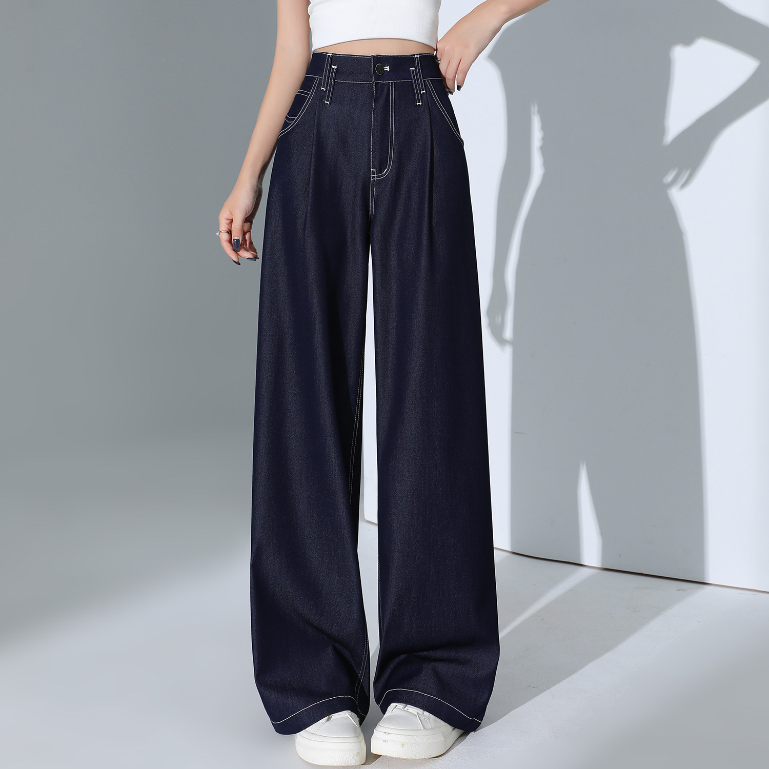 GDAMSS新款2026春季时尚天丝直筒牛仔裤休闲拖地阔腿裤高腰长裤女,女装/女士精品,牛仔裤,淘宝优惠券,粉丝福利购,淘宝优惠卷