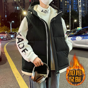 秋冬季羽绒棉马甲男孩保暖背心坎肩青少年初中学生大童加厚外套潮