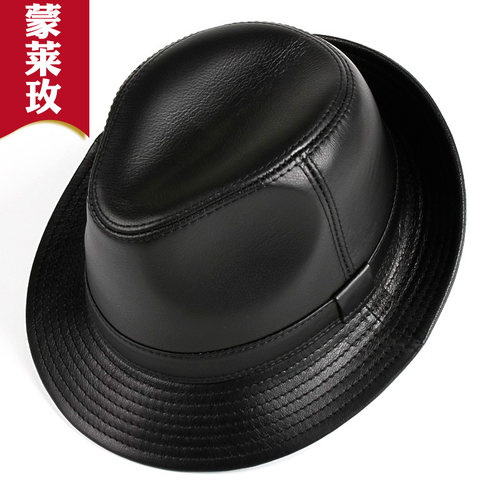 秋冬中老年男士英伦真皮礼帽