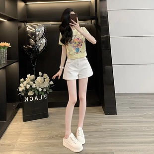 两件套女 减龄搭配一整套夏装 2025新款 小个子运动休闲烫钻短袖 短裤