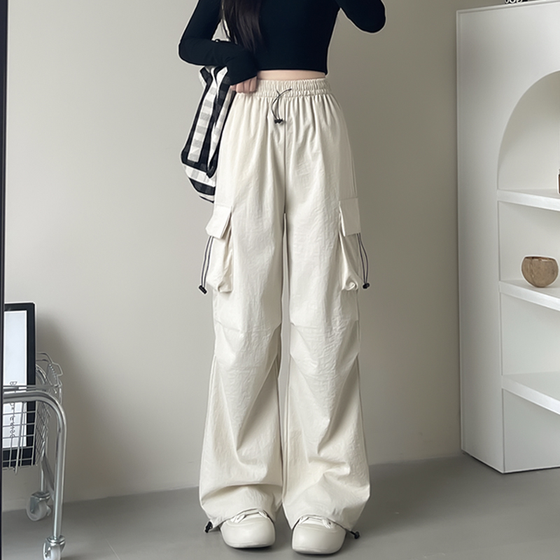 白色工装裤女款2025新款夏季直筒