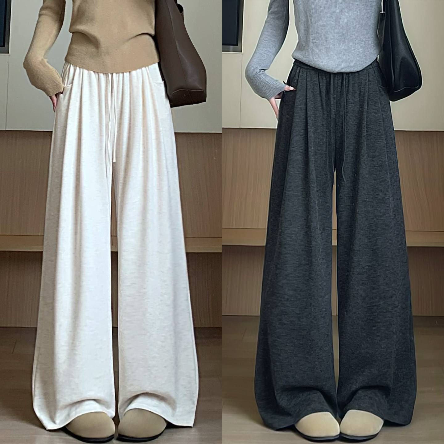 白色糯米裤女秋季2025新款小个子