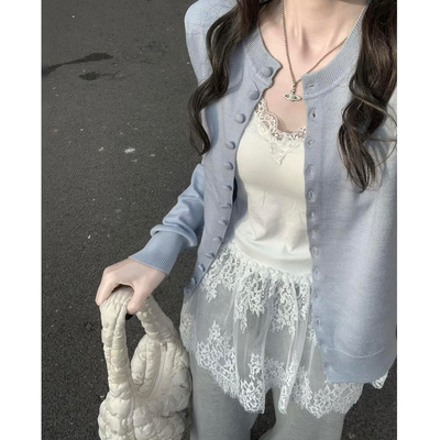 白色蕾丝小吊带内搭女春秋季修身