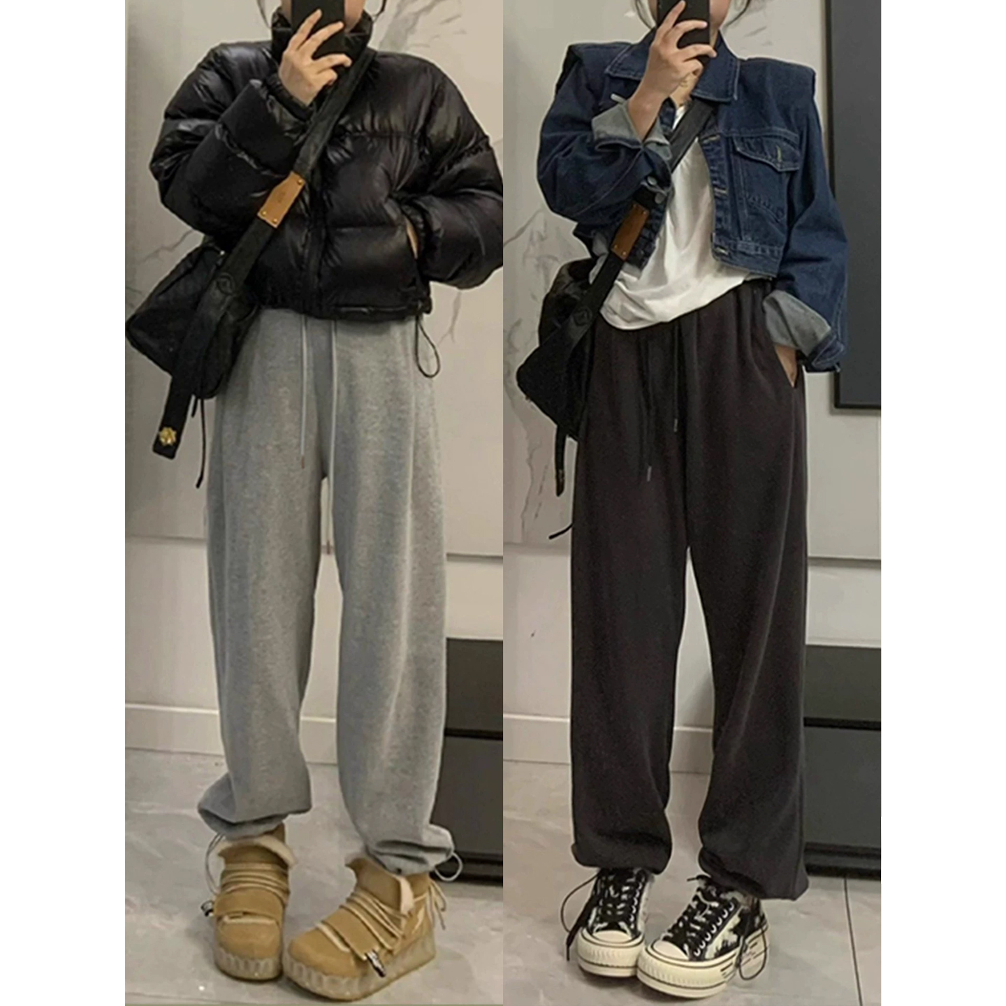 灰色运动裤子秋女2025年新款高腰