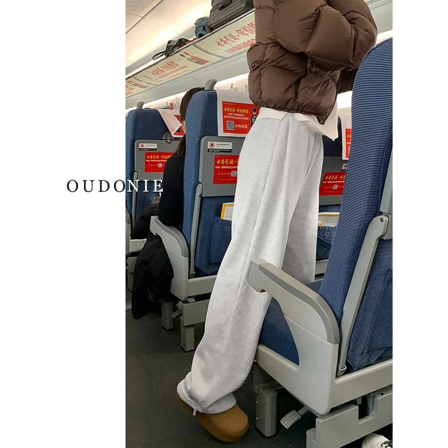 白灰色羊羔绒运动裤女2025新款冬