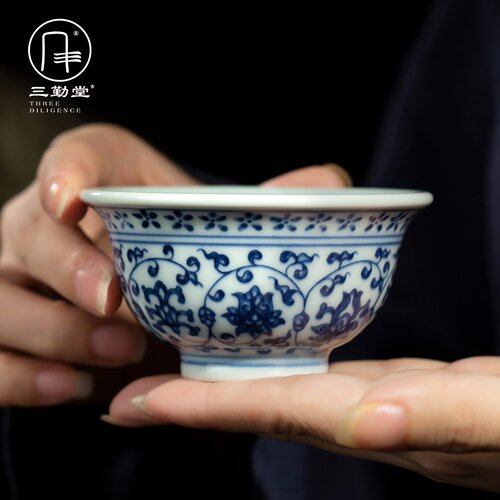 青花永乐压手杯仿古主人杯