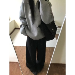假两件灰色毛衣 美式复古休闲慵懒风针织衫外套 NB160 P65图片