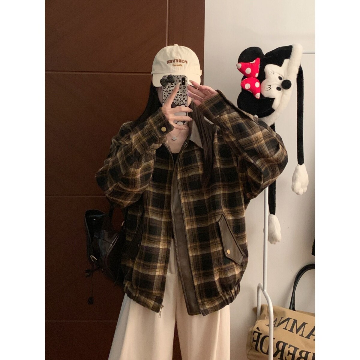 美式复古街头潮牌格子外套新设计感小众拼接宽松翻领夹克B107P85,男装夹克,电商D256-2(原A064-2)
