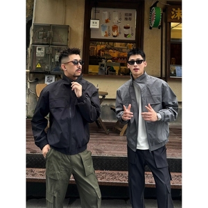 夹克外套男款秋季修身立领痞帅高级感男装时尚飞行员工装nb70 p75图片