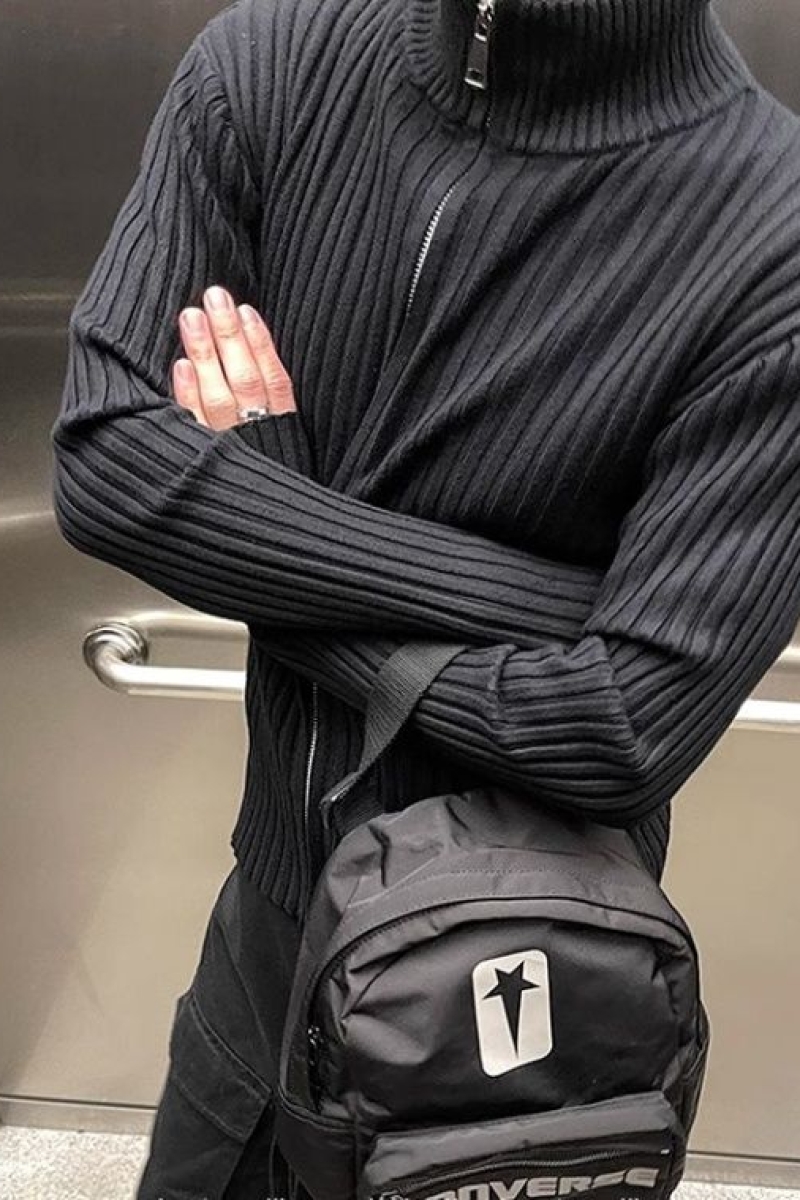Cleanfit松弛感双拉链高领开衫毛衣秋冬软糯感毛衫外套NB145P60，男装针织衫/毛衣，电商D256-2(原A064-2)