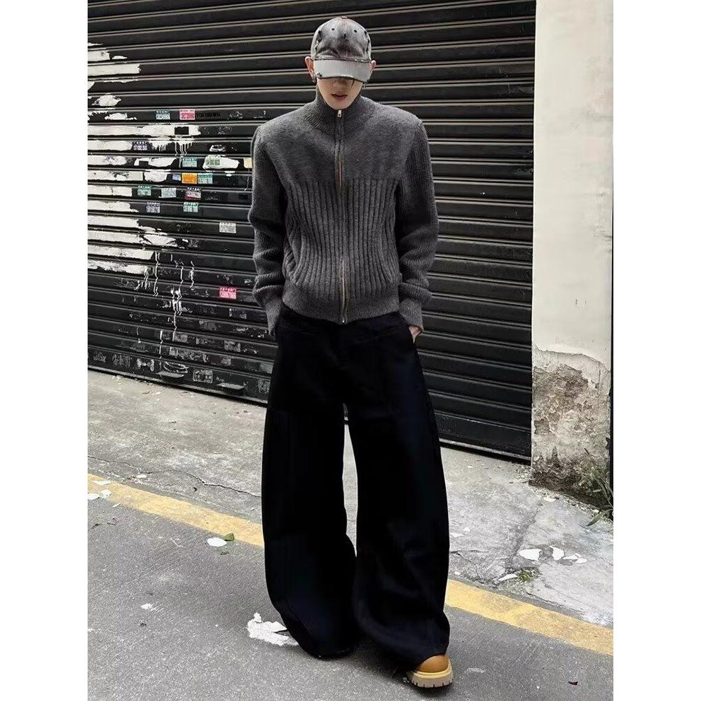 秋冬新款开衫毛衣美式复古休闲慵懒风V领针织衫纯色外套ZZS93P65,男装针织衫/毛衣,电商D256-2(原A064-2)