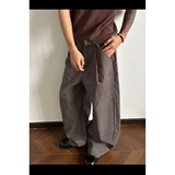 亚麻西裤宽松休闲裤男韩版潮流百搭裤子坠感阔腿拖地长裤SF23P65，男装西裤，电商D256-2(原A064-2)