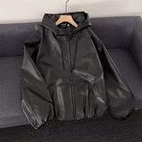 秋季美式街头PU皮机车风连帽皮衣情侣上衣潮夹克外套NB29P70，男装皮衣，电商D256-2(原A064-2)