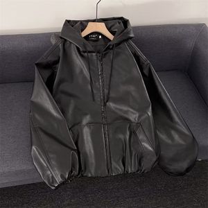 秋季美式街头PU皮机车风连帽皮衣情侣上衣潮夹克外套NB29 P70图片