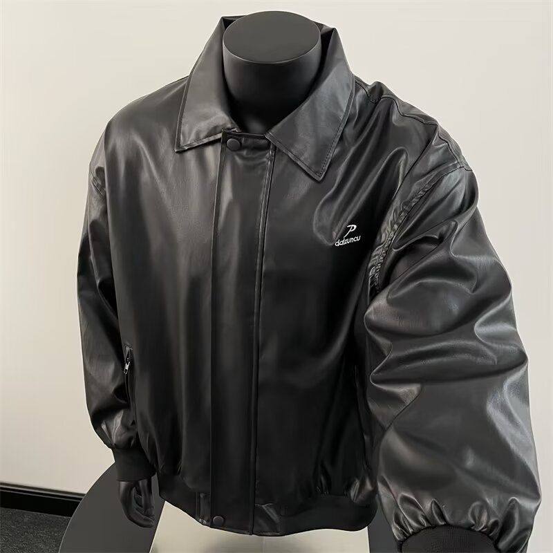 欧美街头潮流宽松机车服皮衣高级感飞行员PU皮夹克外套PJ09P60，男装皮衣，电商D256-2(原A064-2)